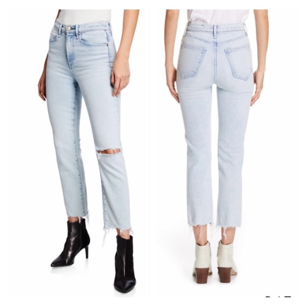 Rag & Bone Ankle Cigarette Jeans In Dean Wash Fray Hem 28 Light Wash Bleached